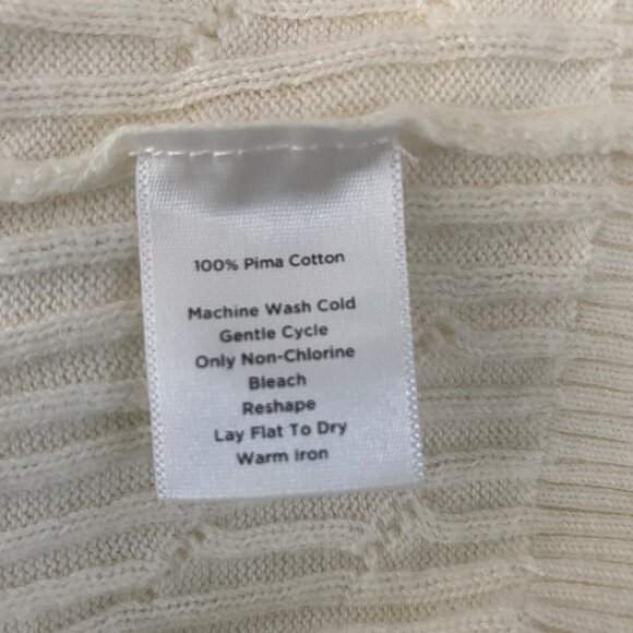 Talbots Pima Cotton‎ Cable Knit Cardigan Sweater Womens XL Ivory - Picture 4 of 9